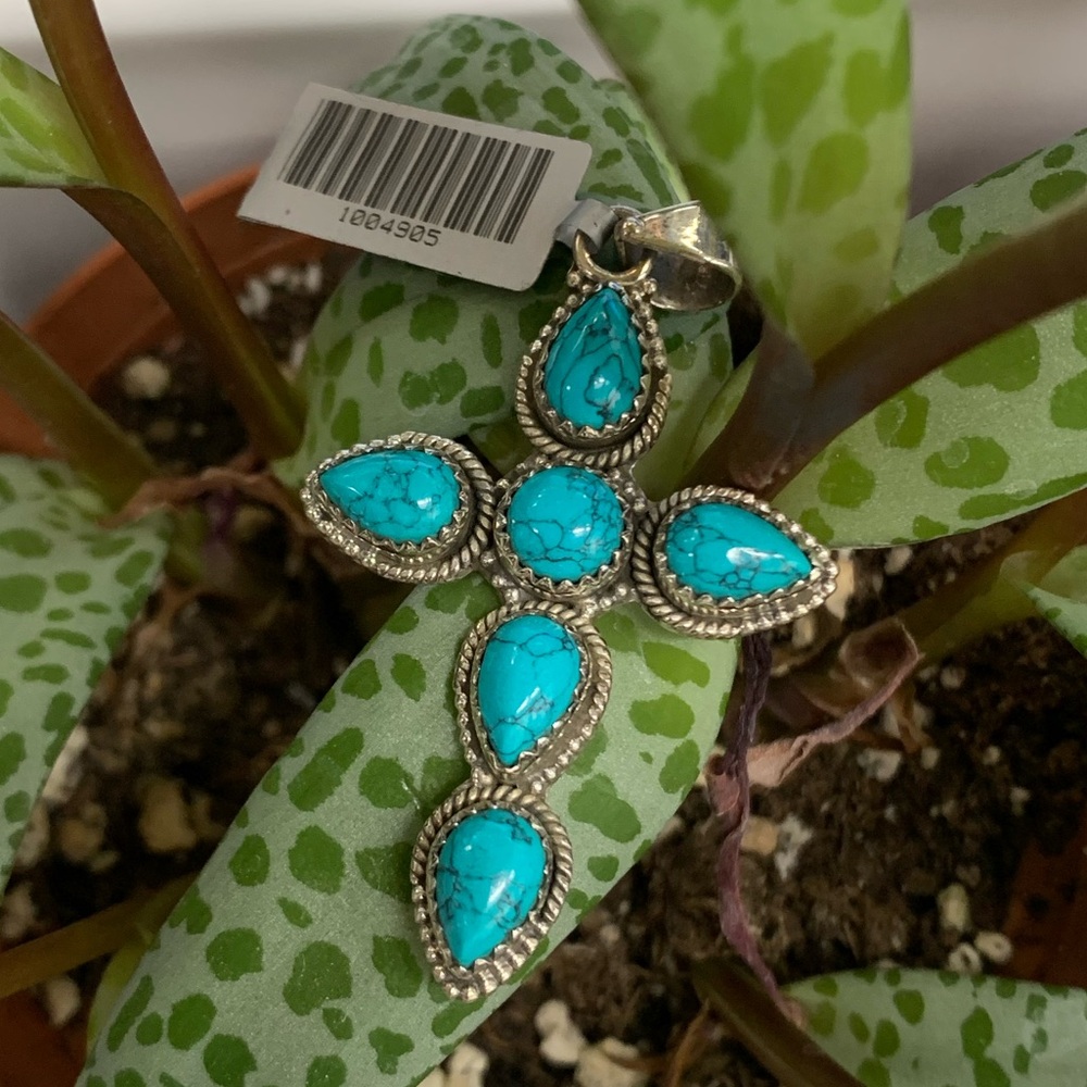 Turquoise Sterling Silver .925 Cross Necklace